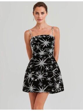 NWT Nadine Merabi Stella Star Embellished Velvet Dress